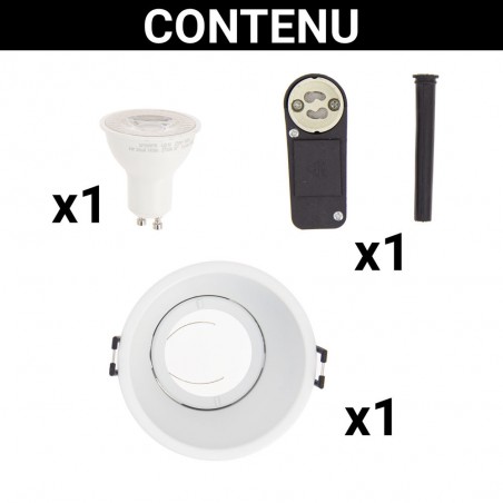 Spot GU10 50W 2700K Rond profond Blanc IP20