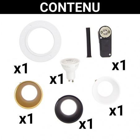 Spot encastré GU10 50W 2700K Rond 3 colleretes
