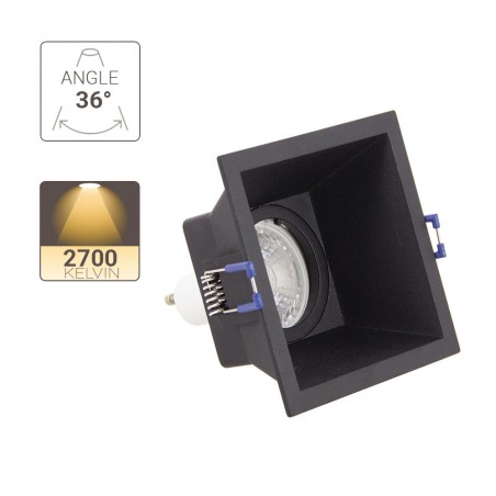 Spot GU10 50W 2700K Carré profond Noir IP20