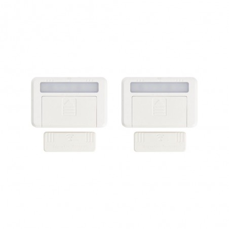 Lot de 2 éclairages de placard et tiroir à piles (incluses) - Détection magnétique - 50 lumens - Blanc neutre