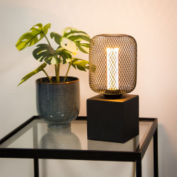Ampoule Déco Cage Cylindre Noir, culot E27, Hologramme, Blanc chaud