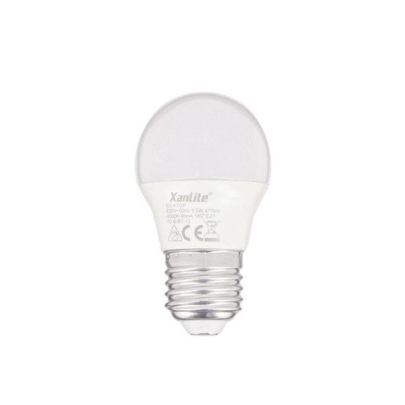 Ampoule LED P45, culot E27, 6 cons. (40W eq.), lumière blanc chaud