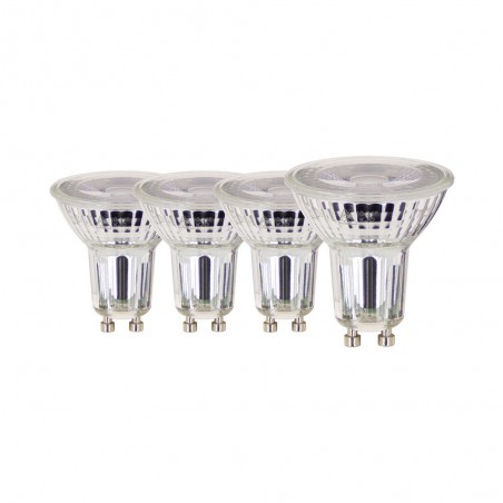 Lot de 3 ampoules spot + 1 gratuite, culot GU10, 5W cons. et 50W eq., lumière blanche neutre