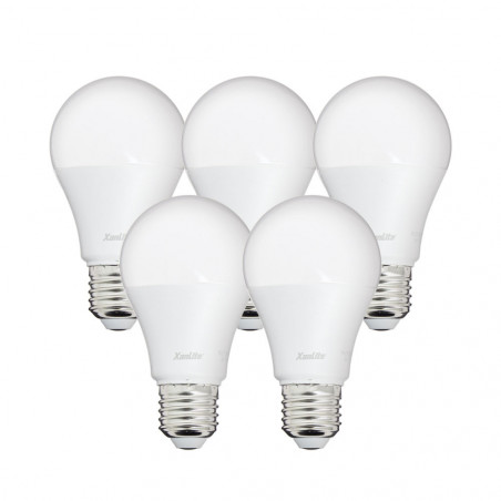 Lot x5 Ampoules LED standard, culot E27, conso 9W, eq. 60W, blanc neutre