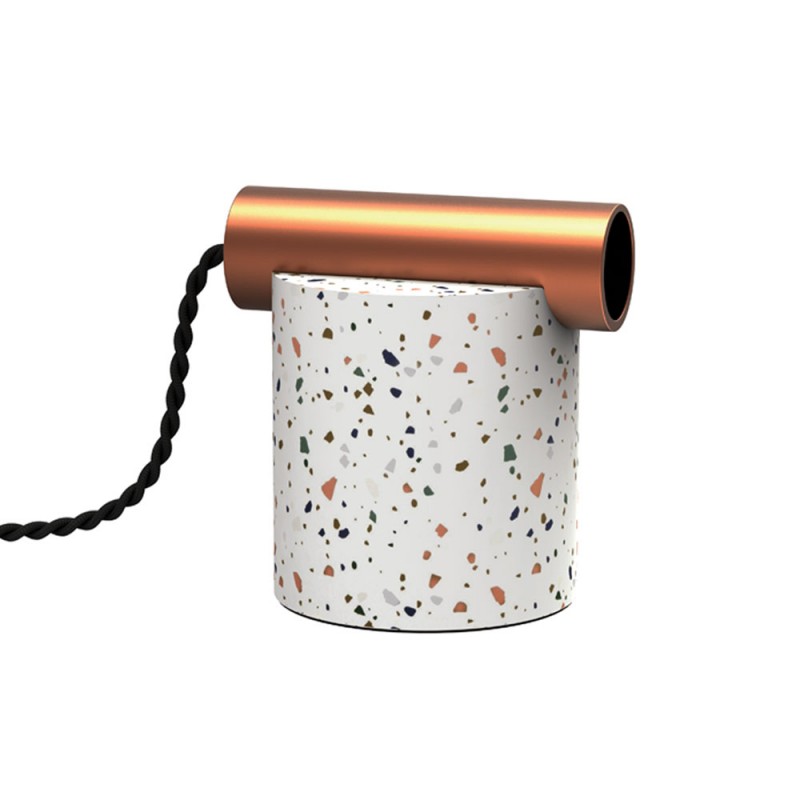 Lampe à poser ÉCLIPSE en terrazzo & métal cuivré, culot E27