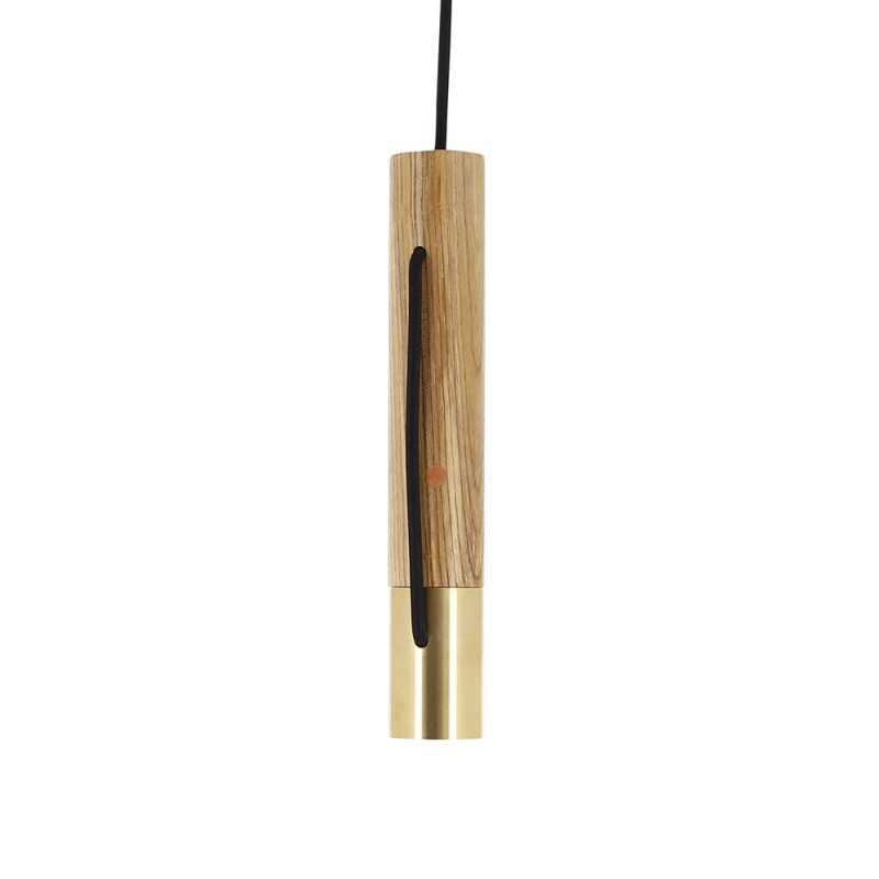 Suspension Tempo en bois et laiton, culot E27