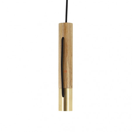 Suspension Tempo en bois et laiton, culot E27