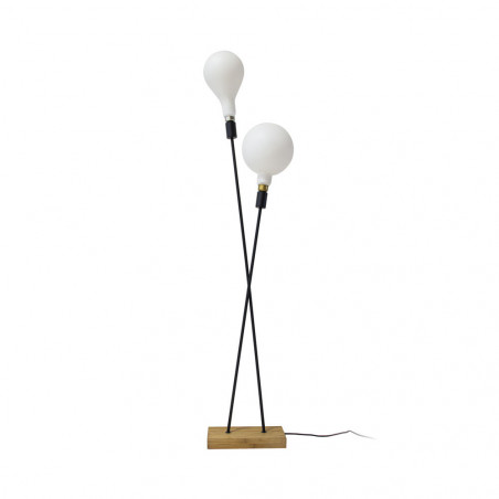 Lampadaire Twinsy bambou et métal noir Xanlite Déco