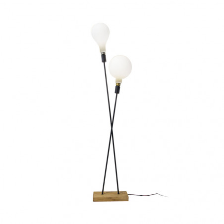 Lampadaire Twinsy bambou et métal noir Xanlite Déco