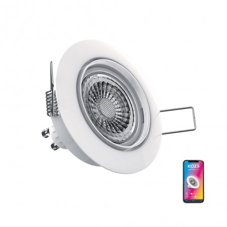 Ampoule LED connectée KOZii, éclairage blancs + couleurs, GU10 Spot encastrable orientable 5W Variation de couleur et luminosité