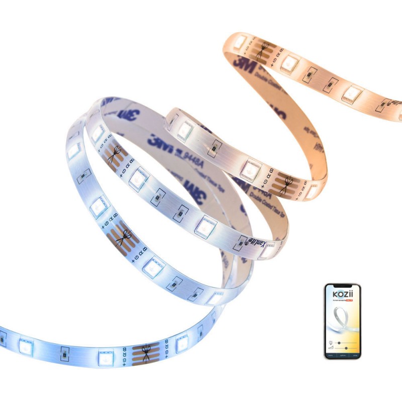Ruban LED connecté KOZii, 2m, multi-blancs, Variation de température de lumière et d'intensité