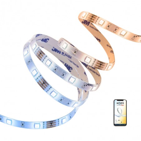 Ruban LED connecté KOZii, 2m, multi-blancs, Variation de température de lumière et d'intensité