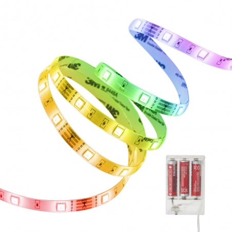 Ruban lumineux LED à piles (incluses) - 1 mètre - RVB