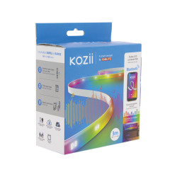 Ruban LED connecté KOZii, avec synchronisation sonore, blancs et couleurs, 3m