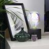 Lampe à poser cube en métal noir, compatible culot E27, IP20, 60W puissance max