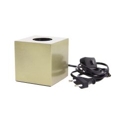 Lampe à poser cube en métal couleur laiton, compatible culot E27, IP20, 60W puissance max