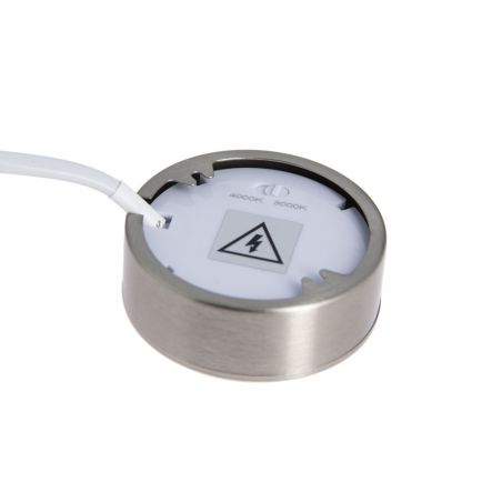 Spot de meuble acier brossé LED IP44, 2 modes de fixation, CCT