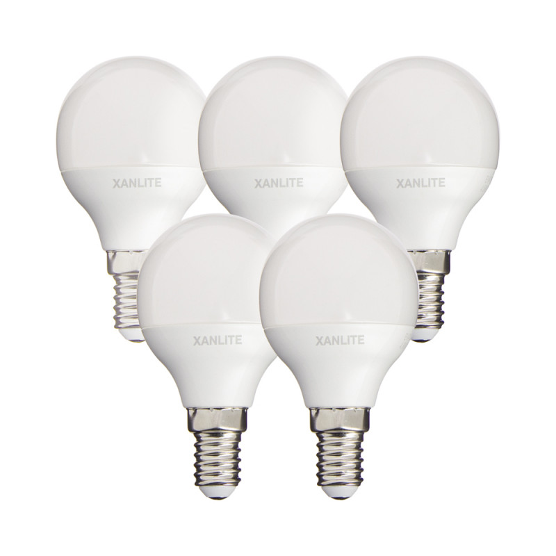 Lot de 5 ampoules SMD LED P45 Opaque, culot E14, 470 Lumens, conso. 5,3 W (eq. 40W), 4000K, Blanc neutre