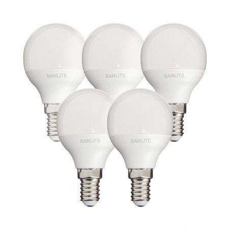 Lot de 5 ampoules SMD LED P45 Opaque, culot E14, 470 Lumens, conso. 5,3 W (eq. 40W), 4000K, Blanc neutre