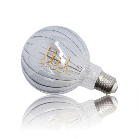Ampoule Filament LED déco verre ciselé G95, culot E27, 240 Lumens, conso. 3W (equivalence 25W), Blanc chaud