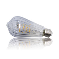 Ampoule Filament LED déco verre ciselé ST64, culot E27, 240 Lumens, Blanc chaud