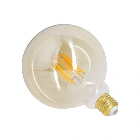 Ampoule Filament LED déco verre ambré G125, culot E27, 1521 Lumens, conso. 15W (equivalence 100W), Blanc chaud