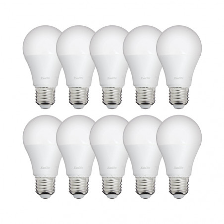 Lot de 10 Ampoules LED A60, culot E27, 9W cons. (60W eq.), lumière Blanc Chaud
