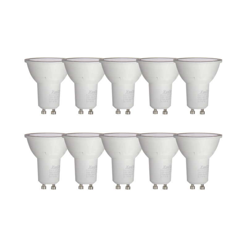 Lot de 10 Ampoules LED Spots, culot GU10, 5,5W cons. (50W eq.), lumière Blanc Chaud