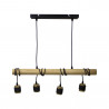 Suspension 4 douilles bois, culot E27, câble de 80cm et 60cm réglables, IP20