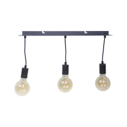 Suspension 3 douilles noire métal, culot E27, câble de 150cm réglable, IP20