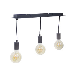 Suspension 3 douilles noire métal, culot E27, câble de 150cm réglable, IP20