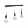 Suspension 3 douilles noire métal, culot E27, câble de 150cm réglable, IP20