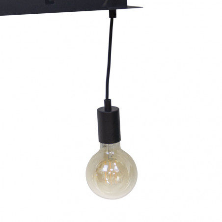 Suspension 3 douilles noire métal, culot E27, câble de 150cm réglable, IP20