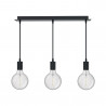 Suspension 3 douilles noire métal, culot E27, câble de 150cm réglable, IP20