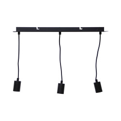 Suspension 3 douilles noire métal, culot E27, câble de 150cm réglable, IP20