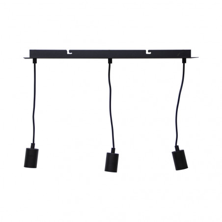 Suspension 3 douilles noire métal, culot E27, câble de 150cm réglable, IP20