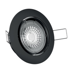 Lot de 5 spots noirs encastrables LED avec ampoules incluses, culot GU10, 345 Lumens, équivalence 50 W, 4000K, Blanc neutre