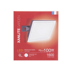 Projecteur mural noir LED IP65, 1600 Lumens , conso. 20 W, Blanc froid