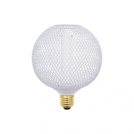 Ampoule Déco Cage Boule Blanc, culot E27, Hologramme, Blanc chaud