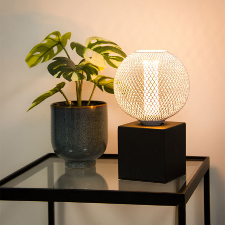 Ampoule Déco Cage Boule Blanc, culot E27, Hologramme, Blanc chaud