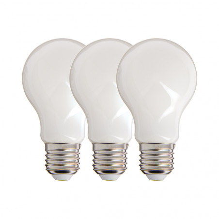 Lot de 3 Ampoules Filament LED A60 Opaque, culot E27, 806 Lumens, équivalence 60W, 2700 Kelvins, Blanc chaud