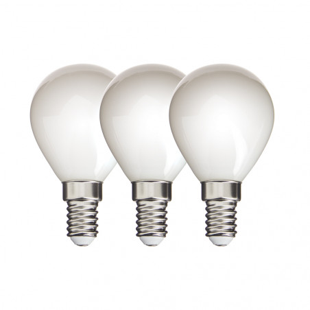Lot de 3 Ampoules Filament LED P45 Opaque, culot E14, 470 Lumens, équivalence 40W, 4000 Kelvins, Blanc neutre