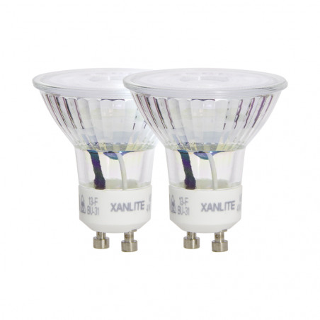 Lot de 2 ampoules LED spots au culot GU10, 5W cons. (50W eq.), lumière blanche neutre