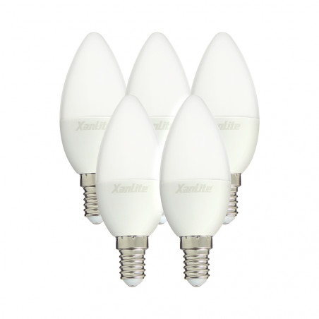 Lot x5 Ampoules LED flamme, culot E14, 5,5W cons. (40 W éq), lumière blanc chaud