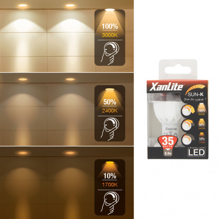 Ampoule LED Smart Lighting, culot GU10, 6,5W cons. (35W eq.), lumière blanc chaud