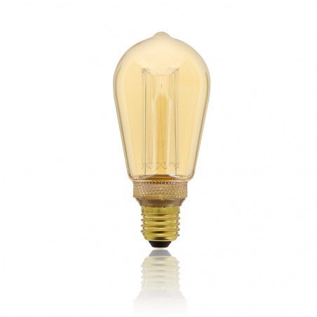 Ampoule LED déco Hologramme EDISON au verre ambré, culot E27, 4W cons., 200 lumens, lumière blanc chaud