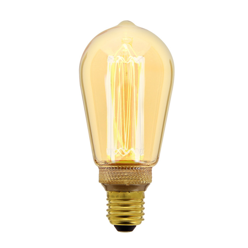 Ampoule LED déco Hologramme EDISON au verre ambré, culot E27, 4W cons., 200 lumens, lumière blanc chaud
