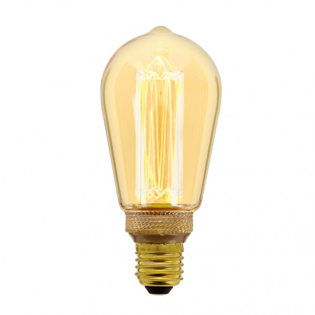 Ampoule LED déco Hologramme EDISON au verre ambré, culot E27, 4W cons., 200 lumens, lumière blanc chaud