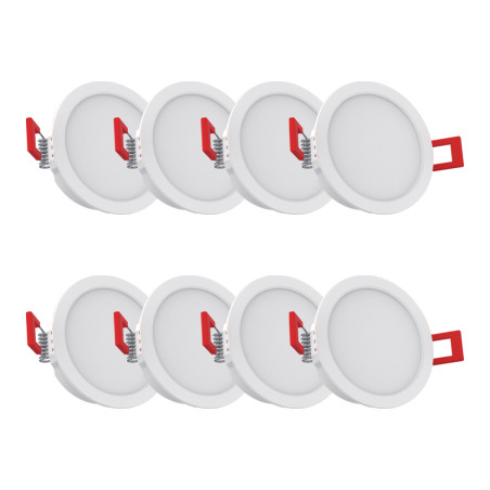 Pack de 8 spots LED intégrées CCT IP54 conso. 4W 345 lumens Blanc