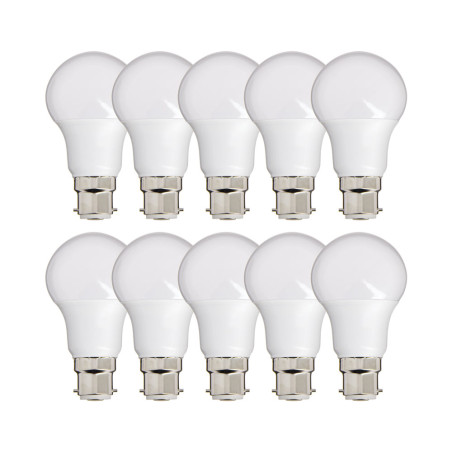 Lot de 10 Ampoules LED A60, culot B22, 10W cons. (60W eq.), lumière Blanc Chaud